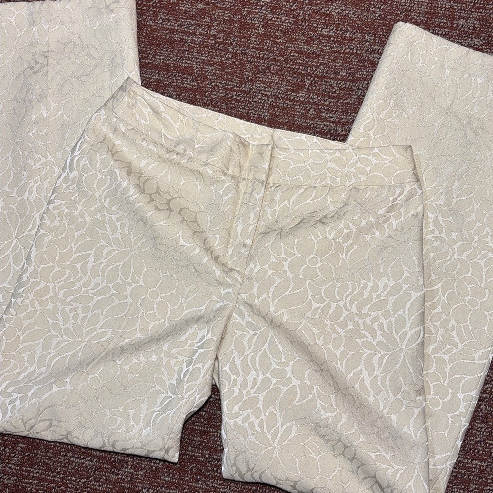 Jones wear cream metallic floral damask wide leg trouser women’s 8